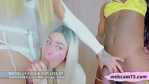 Sexy chicks share a cock and friend